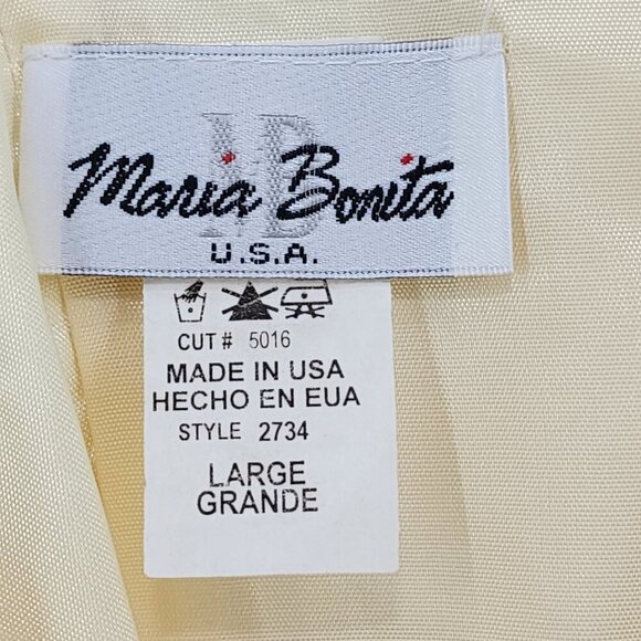 Maria Bonita Women's Vintage Chiffon Ball Gown Light Yellow Sz L - Picture 3 of 9